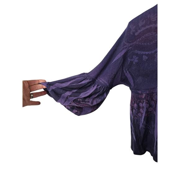 New Directions Fairy Open Front Cardigan Size Med Boho Purple Floral Artsy - Picture 5 of 9